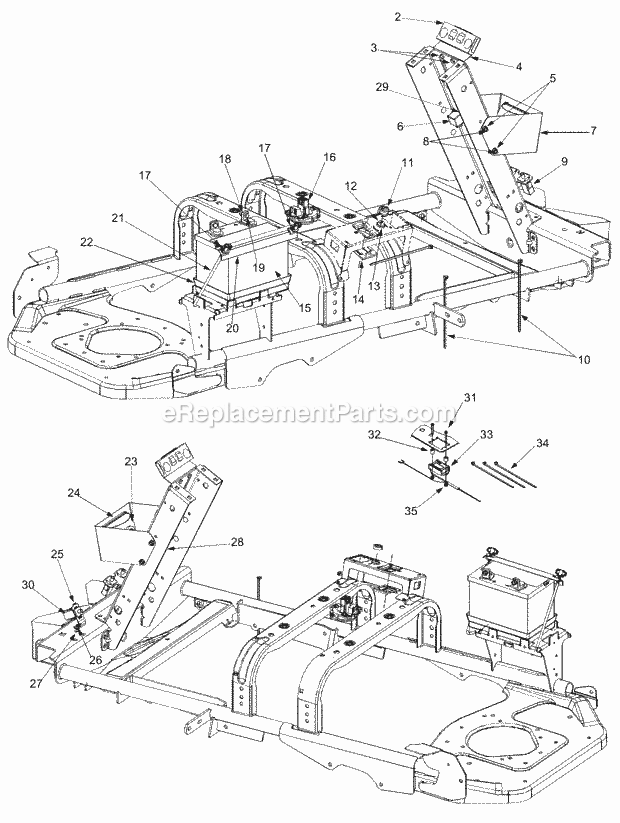 Battery & Electrical Diagram and Parts List for 365L (53CA1D5K100) (2001) Cub Cadet Lawn Mower